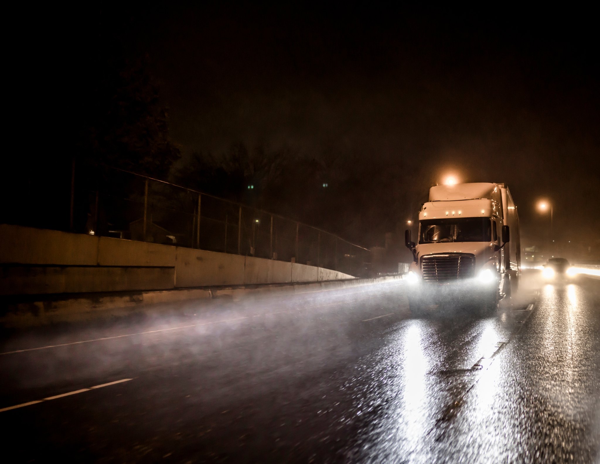 Truck driving at night