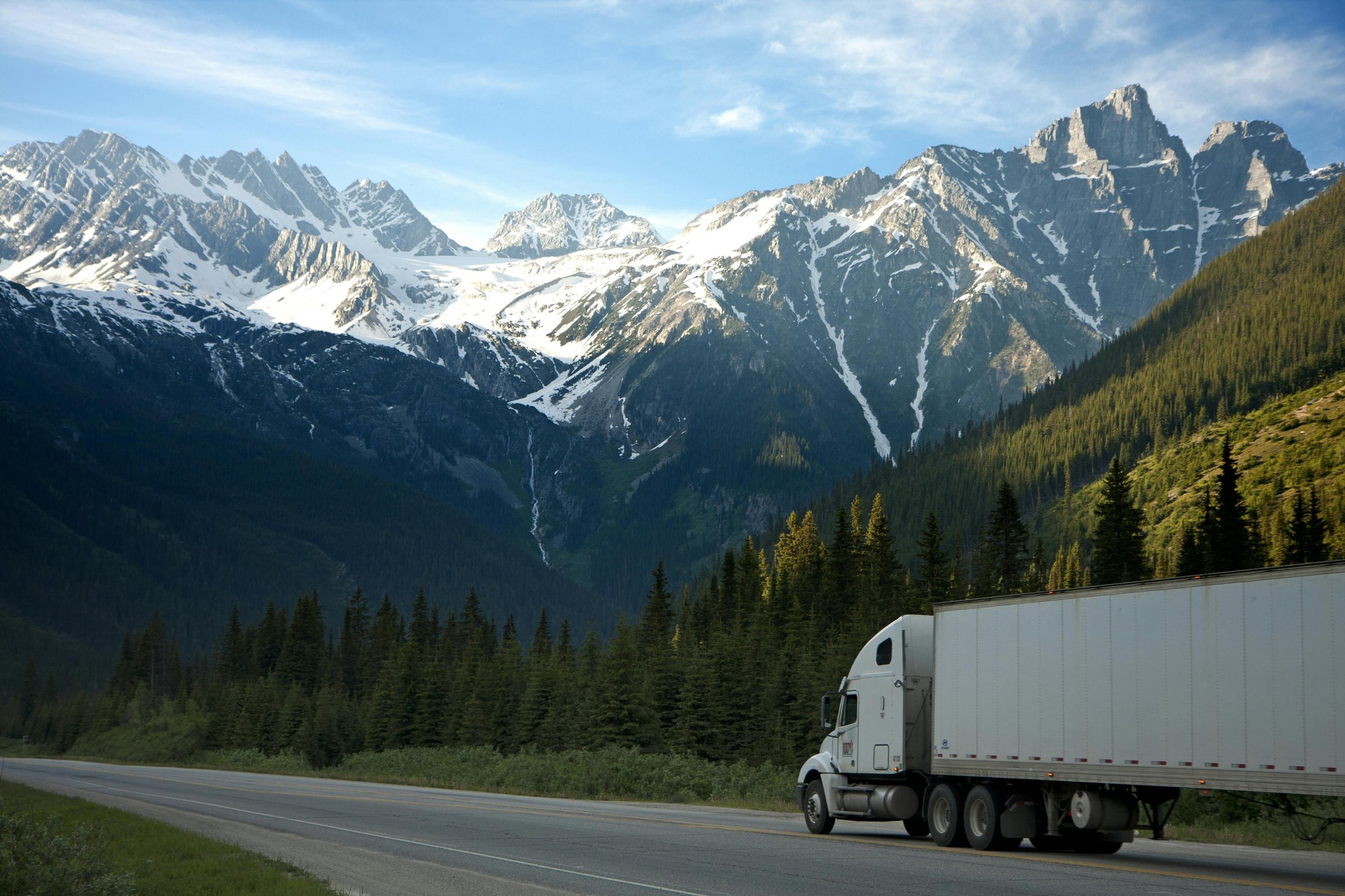 Fleet of trucks on highway